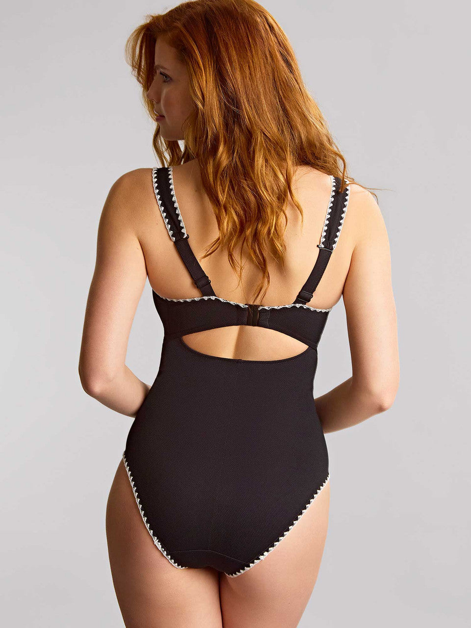 PANACHE - Aurora Lara Plunge Swimsuit in Black &amp; White