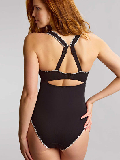 PANACHE - Aurora Lara Plunge Swimsuit in Black &amp; White