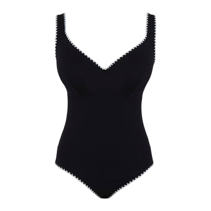 PANACHE - Aurora Lara Plunge Swimsuit in Black &amp; White