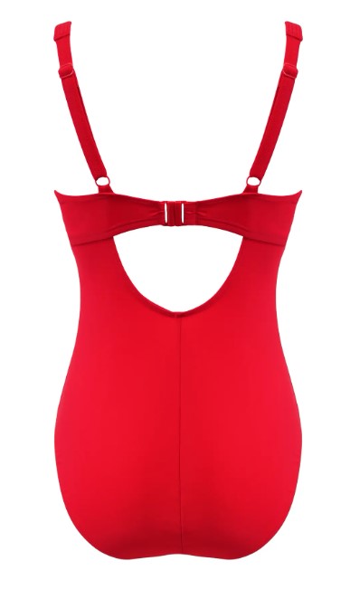 POUR MOI - RED BOW FRONT CONTROL SWIMSUIT