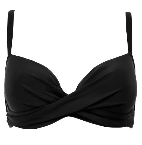 POUR MOI - FREE SPIRIT TWIST FRONT BIKINI TOP IN BLACK