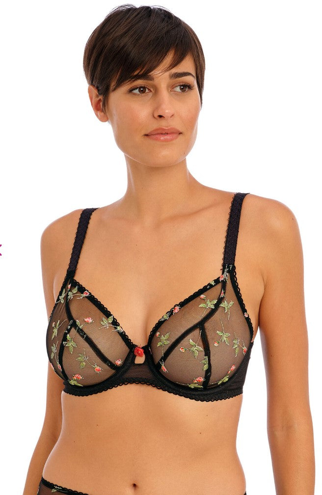 FREYA - ROSE BLOSSOM PLUNGE BRA IN BLACK