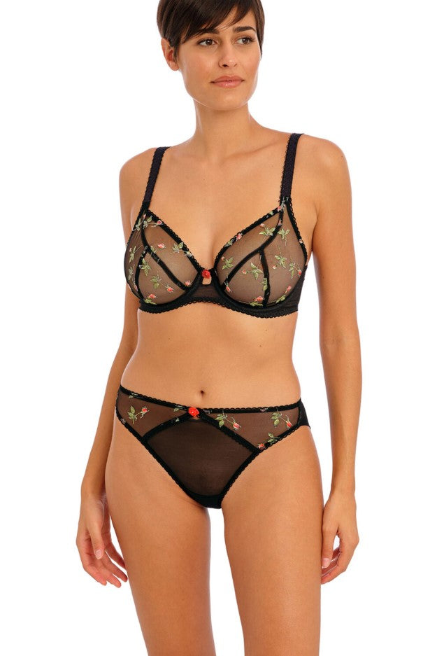 FREYA - ROSE BLOSSOM PLUNGE BRA IN BLACK