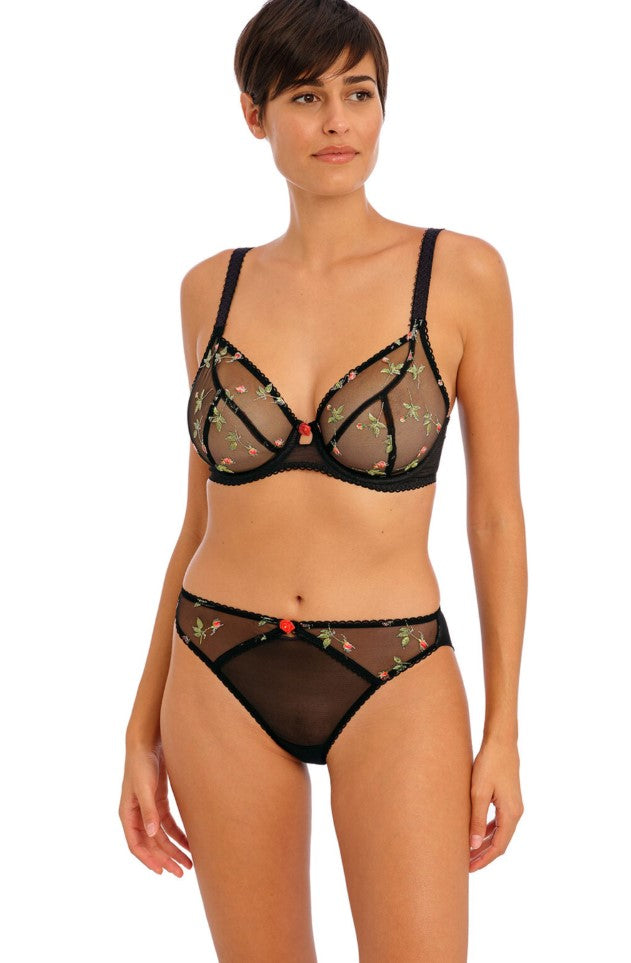 FREYA - ROSE BLOSSOM BRIEF IN BLACK