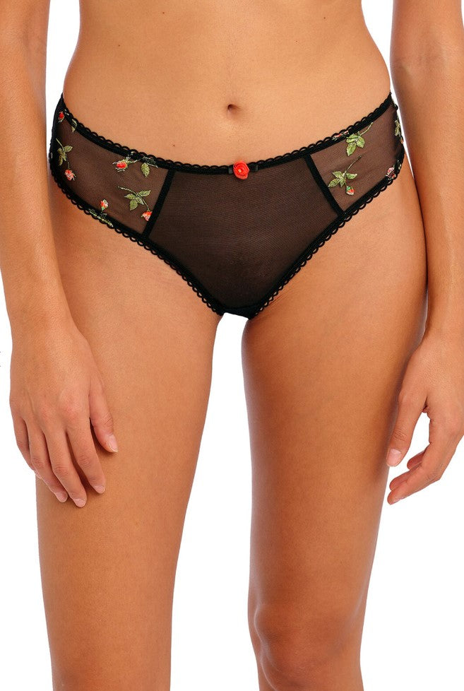 FREYA - ROSE BLOSSOM THONG IN BLACK