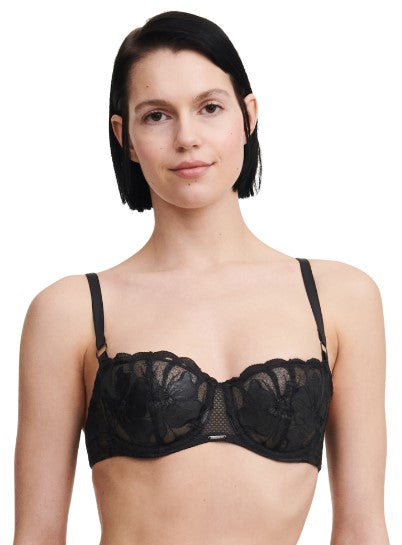 CHANTELLE - FLEURS HALF CUP BRA IN BLACK