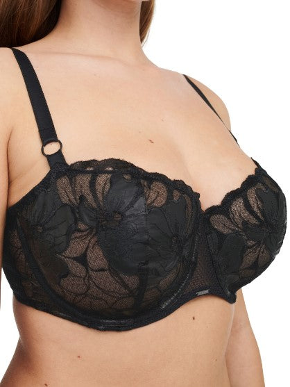 CHANTELLE - FLEURS HALF CUP BRA IN BLACK