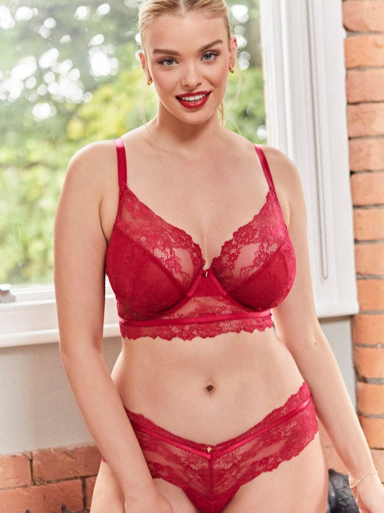 CLEO - SELENA LONG LINE PLUNGE BRA IN RUBY RED