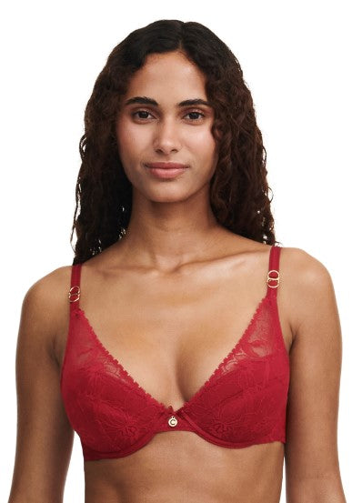 CHANTELLE - ORCHIDS PLUNGE BRA IN RED