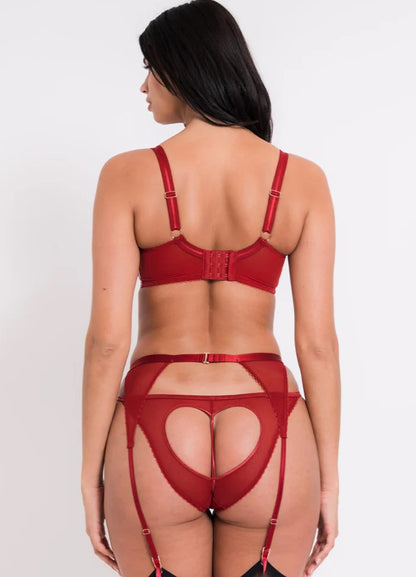 SCANTILLY - KEY TO MY HEART PADDED HALF CUP BRA IN ROUGE