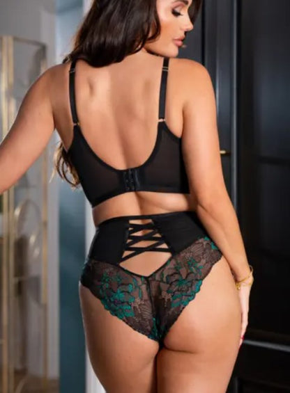 POUR MOI - AFTER HOURS HIGH WAIST BRIEF IN FOREST AND BLACK