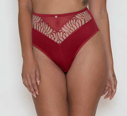 SCANTILLY - FALLEN ANGEL HIGH WAIST BRIEF IN RED