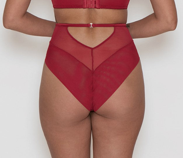 SCANTILLY - FALLEN ANGEL HIGH WAIST BRIEF IN RED