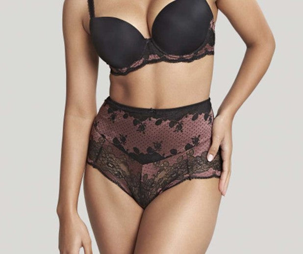 PANACHE - CLARA HIGH WAIST BRIEF IN BLACK AND FIG