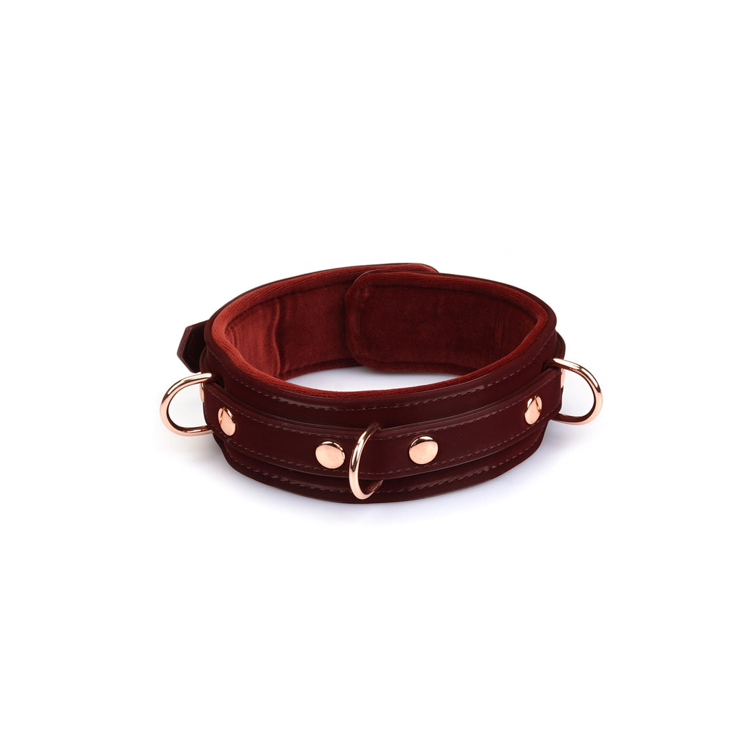 ANON SECRETS - Vegan Collar with Leash Metallic Shade Burgundy