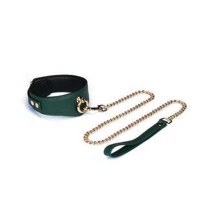 ANON SECRETS - DARK SECRET Mossy Chic Leather Curved Collar