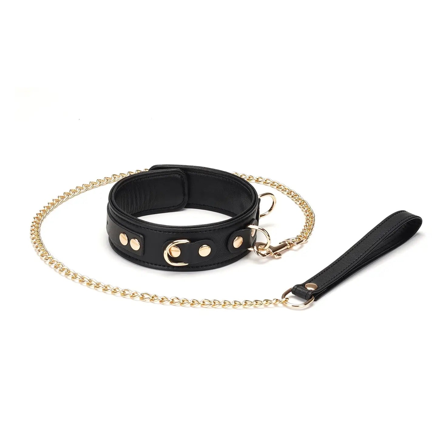 ANON SECRETS - DARK SECRET BLACK LEATHER COLLAR AND LEASH