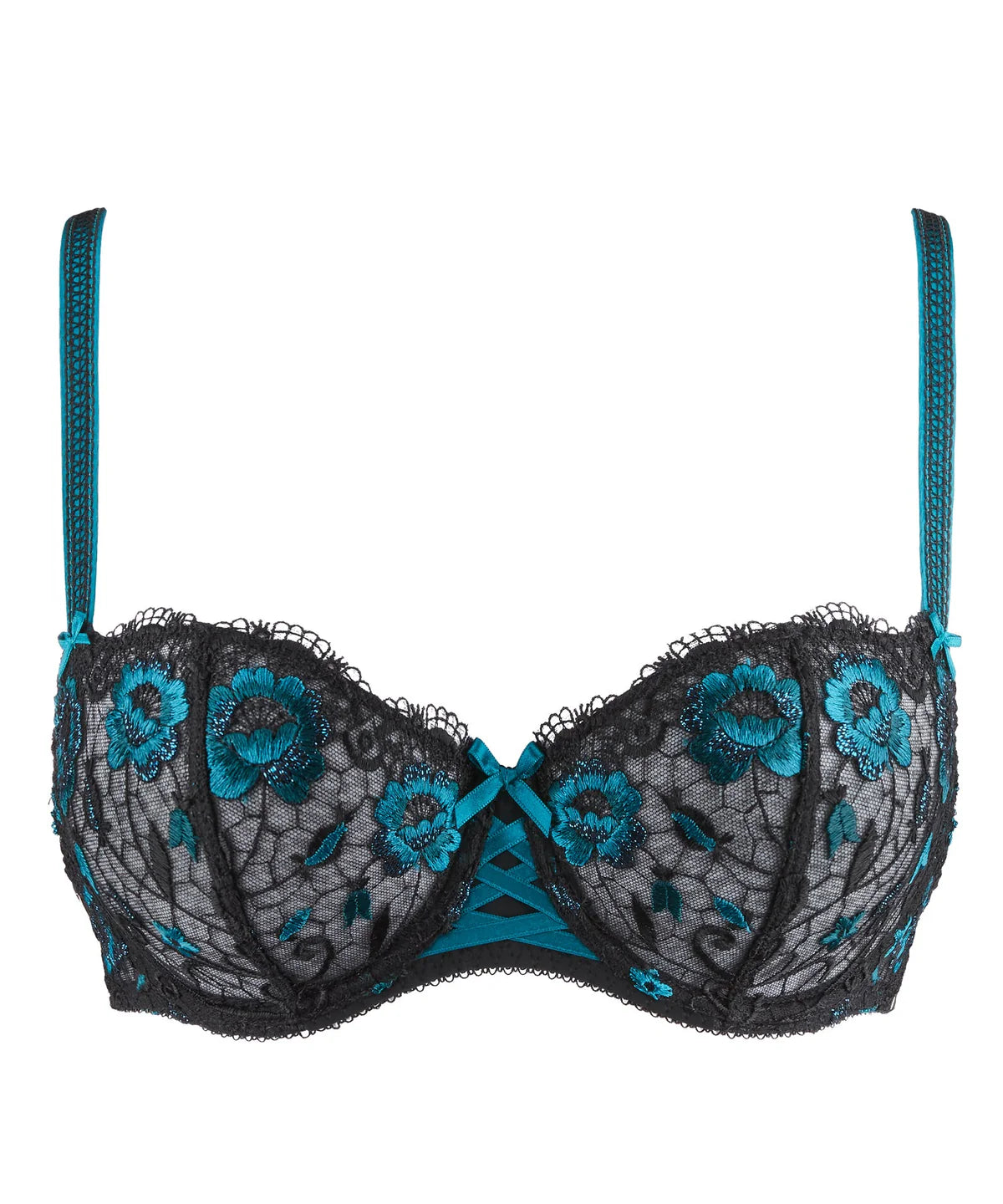 Aubade - Fievre Andalouse Half Cup Bra in Black/Teal