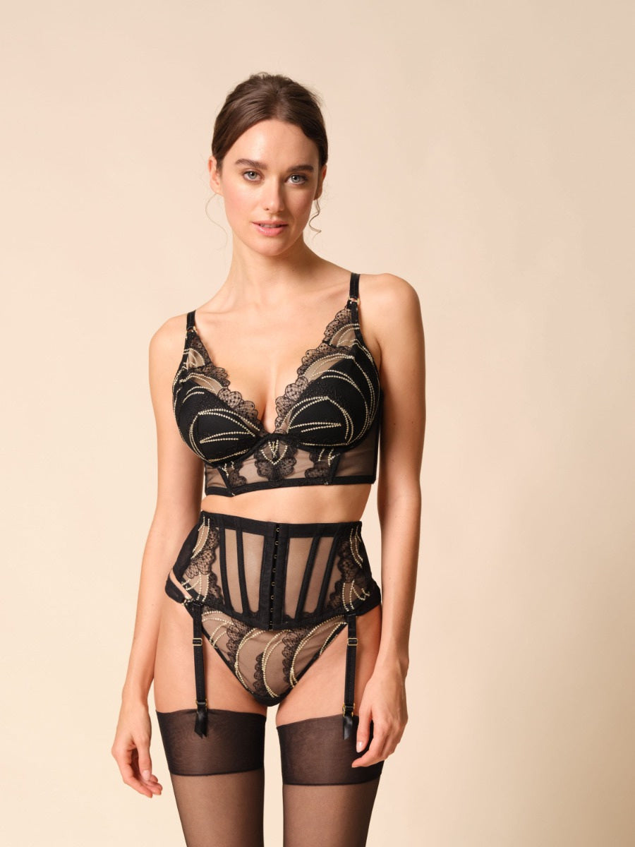 GOSSARD - VIP Etoile Padded Longline Plunge Bra - Black