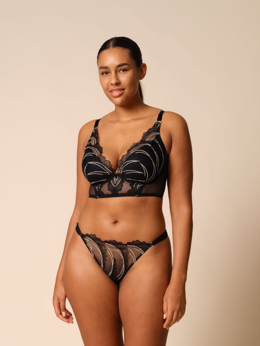 GOSSARD - VIP Etoile Padded Longline Plunge Bra - Black