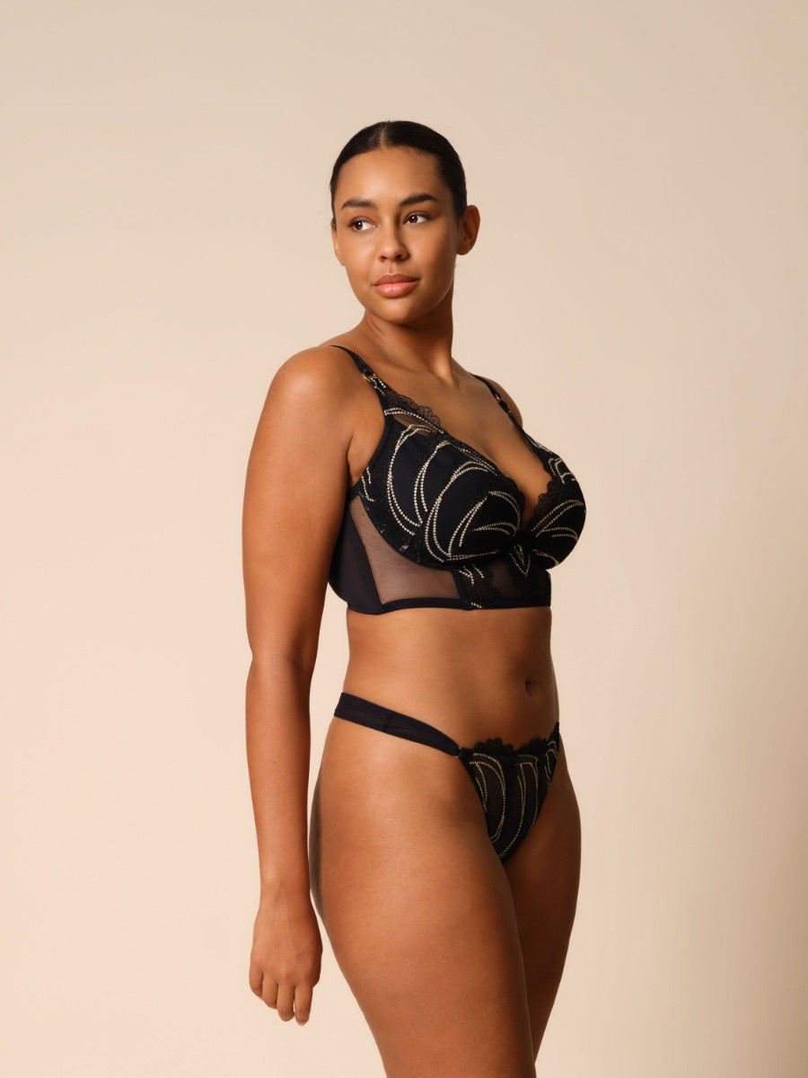 GOSSARD - VIP Etoile Padded Longline Plunge Bra - Black