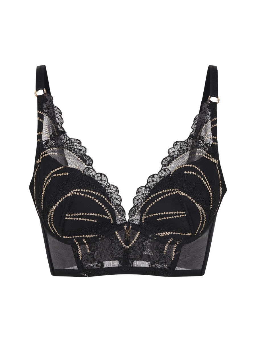 GOSSARD - VIP Etoile Padded Longline Plunge Bra - Black