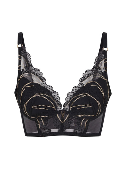 GOSSARD - VIP Etoile Padded Longline Plunge Bra - Black