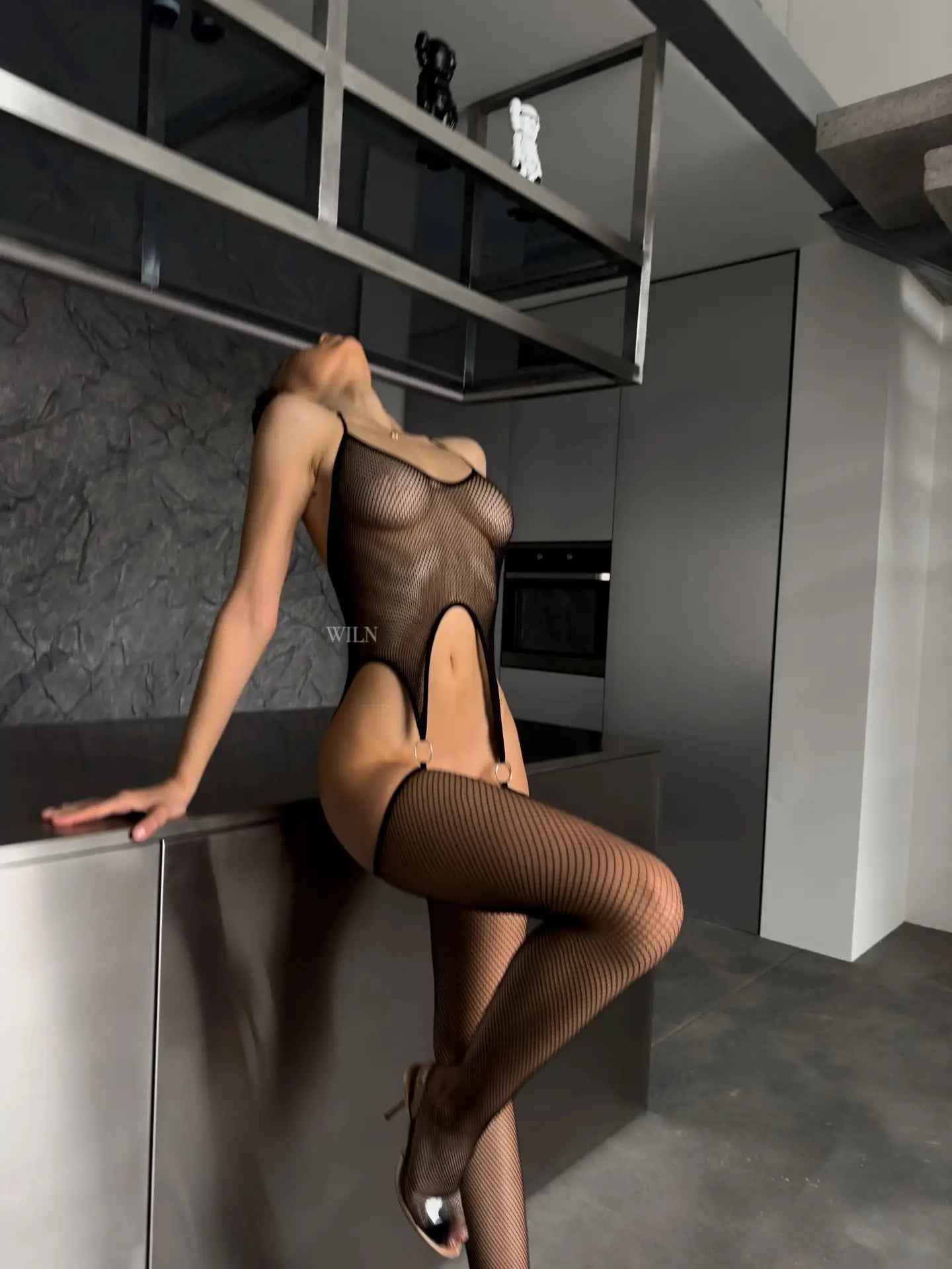 ANON SECRETS - PANORAMA BODY STOCKING IN BLACK