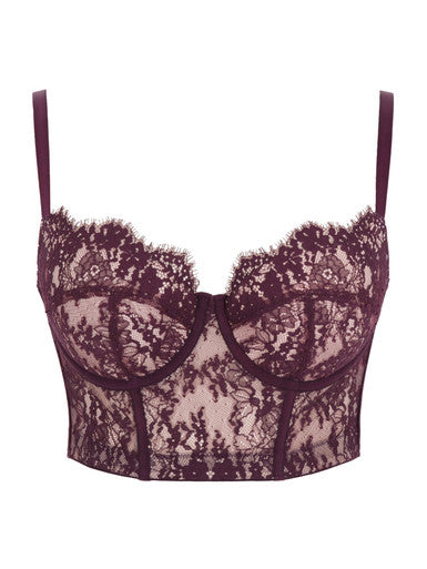 PANACHE - CARMEN LACE BUSTIER IN MULBERRY