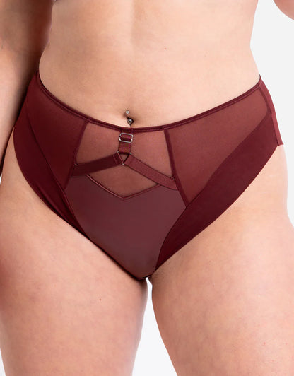 CURVY KATE - ENCLOSE HIGH WAIST BRIEF IN OXBLOOD BROWN