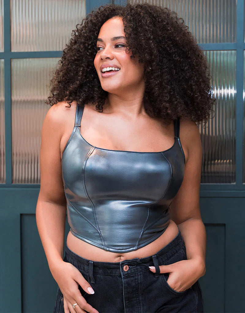 CURVY KATE -  Hype Longline Corset Bra in GunMetal Grey