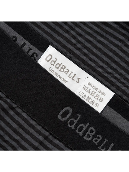 Oddballs - Grey &amp; Black Stripes - Mens Cotton Boxer Shorts