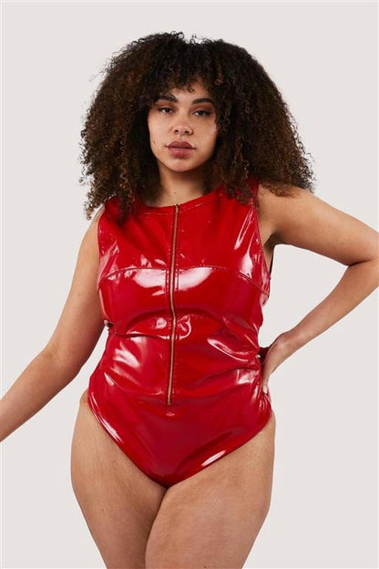 ANON SECRETS - MAXINE RED PVC ZIP FRONT BODY