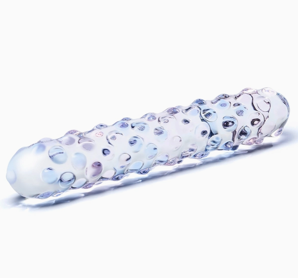 ANON SECRETS - PURPLE ROSE NUBBY GLASS DILDO