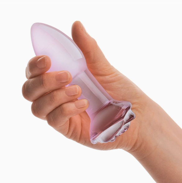 ANON SECRETS - ROSEBUD GLASS DILDO