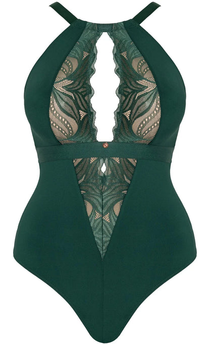 SCANTILLY - Indulgence Multiway Stretch Lace Body in Emerald Green