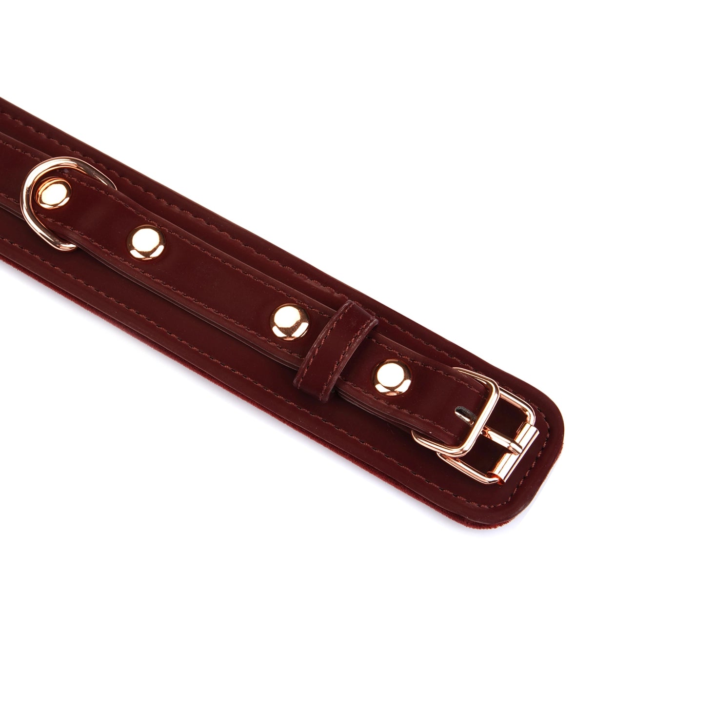 ANON SECRETS - Vegan Collar with Leash Metallic Shade Burgundy