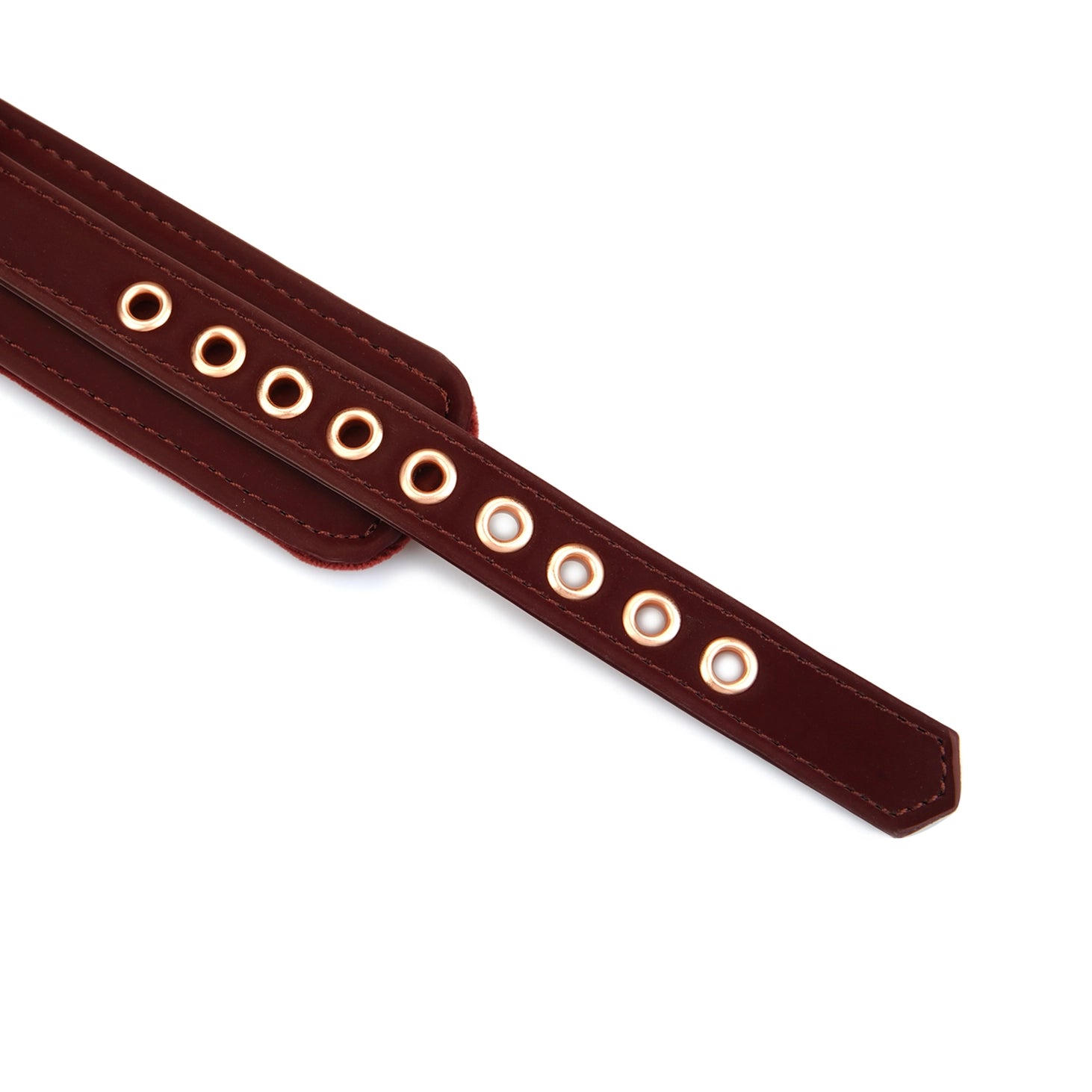 ANON SECRETS - Vegan Collar with Leash Metallic Shade Burgundy