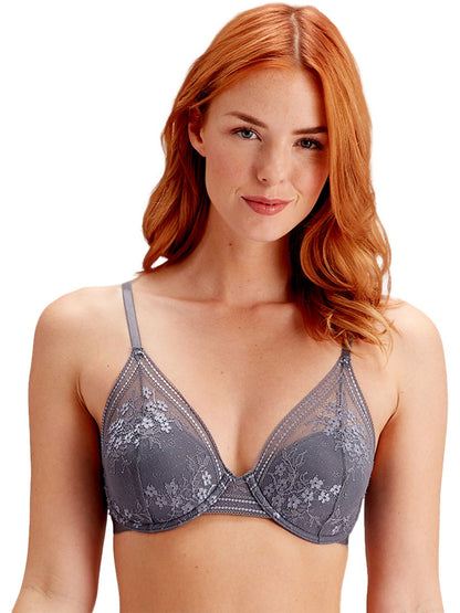 PRETTY POLLY - BOTANICAL LACE HIGH APEX BRA - GREY