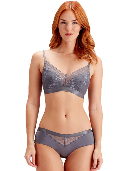 PRETTY POLLY - BOTANICAL LACE NON WIRED TRIANGLE BRA - GREY