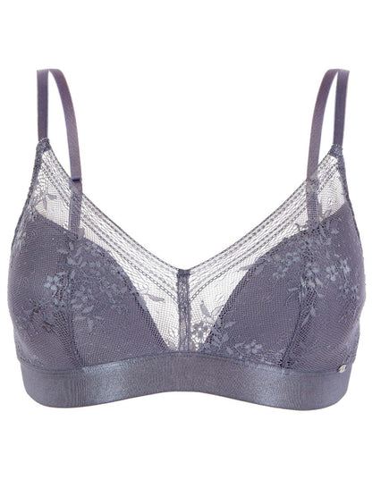 PRETTY POLLY - BOTANICAL LACE NON WIRED TRIANGLE BRA - GREY