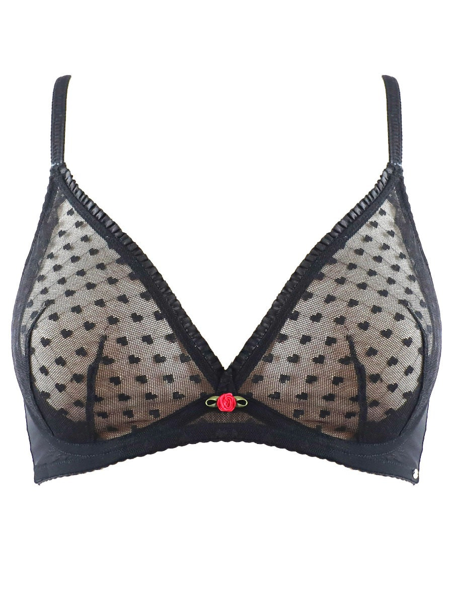 PRETTY POLLY - Heart Mesh Non Padded Triangle Bra - Black