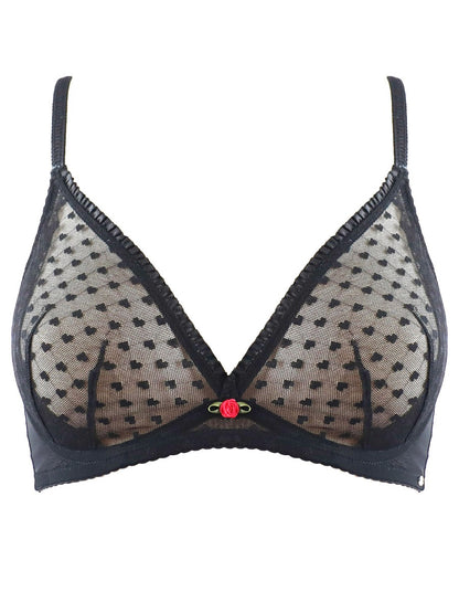 PRETTY POLLY - Heart Mesh Non Padded Triangle Bra - Black