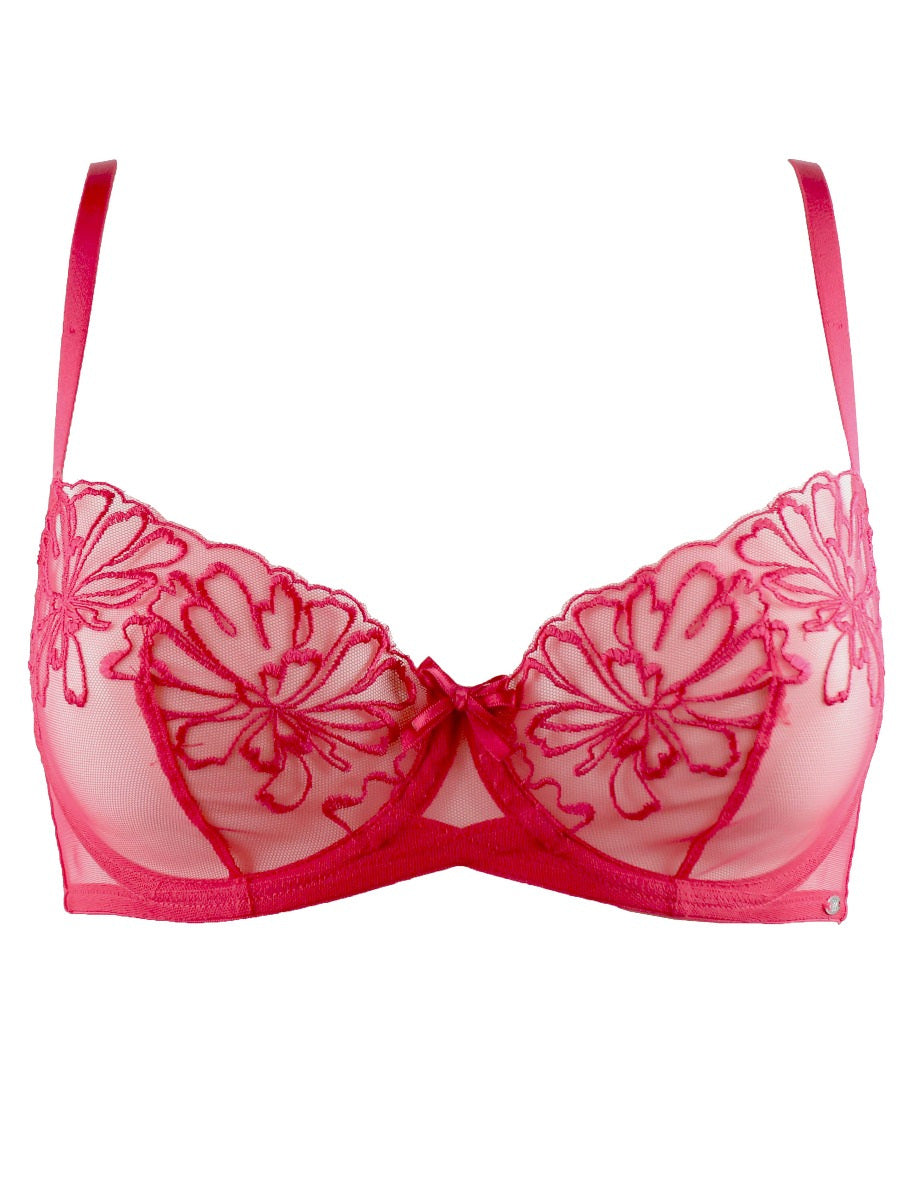 PRETTY POLLY - Peony Embroidery Non Padded Balconette Bra - Crimson