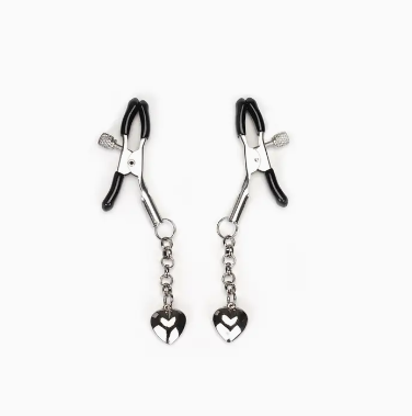 ANON SECRETS - SILVER NIPPLE CLAMPS WITH HEART CHARM