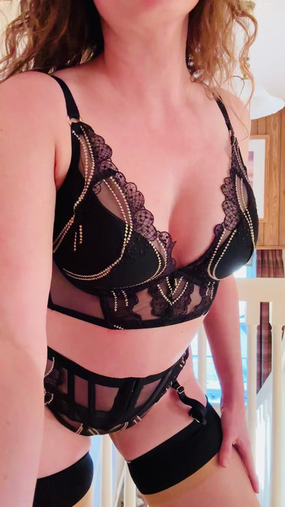 GOSSARD - VIP Etoile Padded Longline Plunge Bra - Black