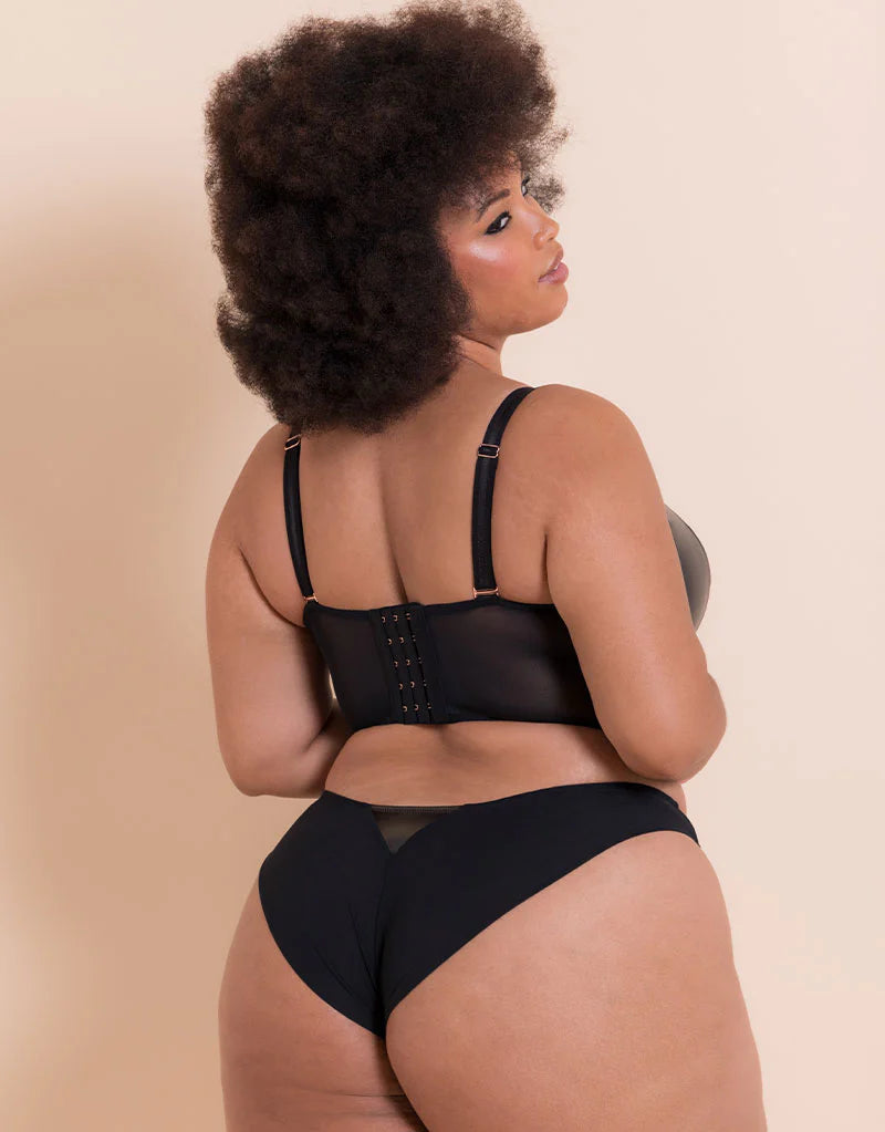 SCANTILLY - Hell For Pleather Superplunge Longline Bra in Black