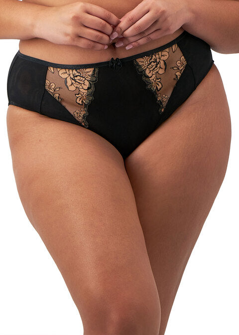 ELOMI - TEAGAN HIGH BRIEF IN BLACK AND ALMOND