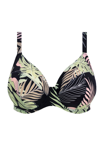 ELOMI - TROPICAL RETREAT PLUNGE BIKINI TOP IN BLACK