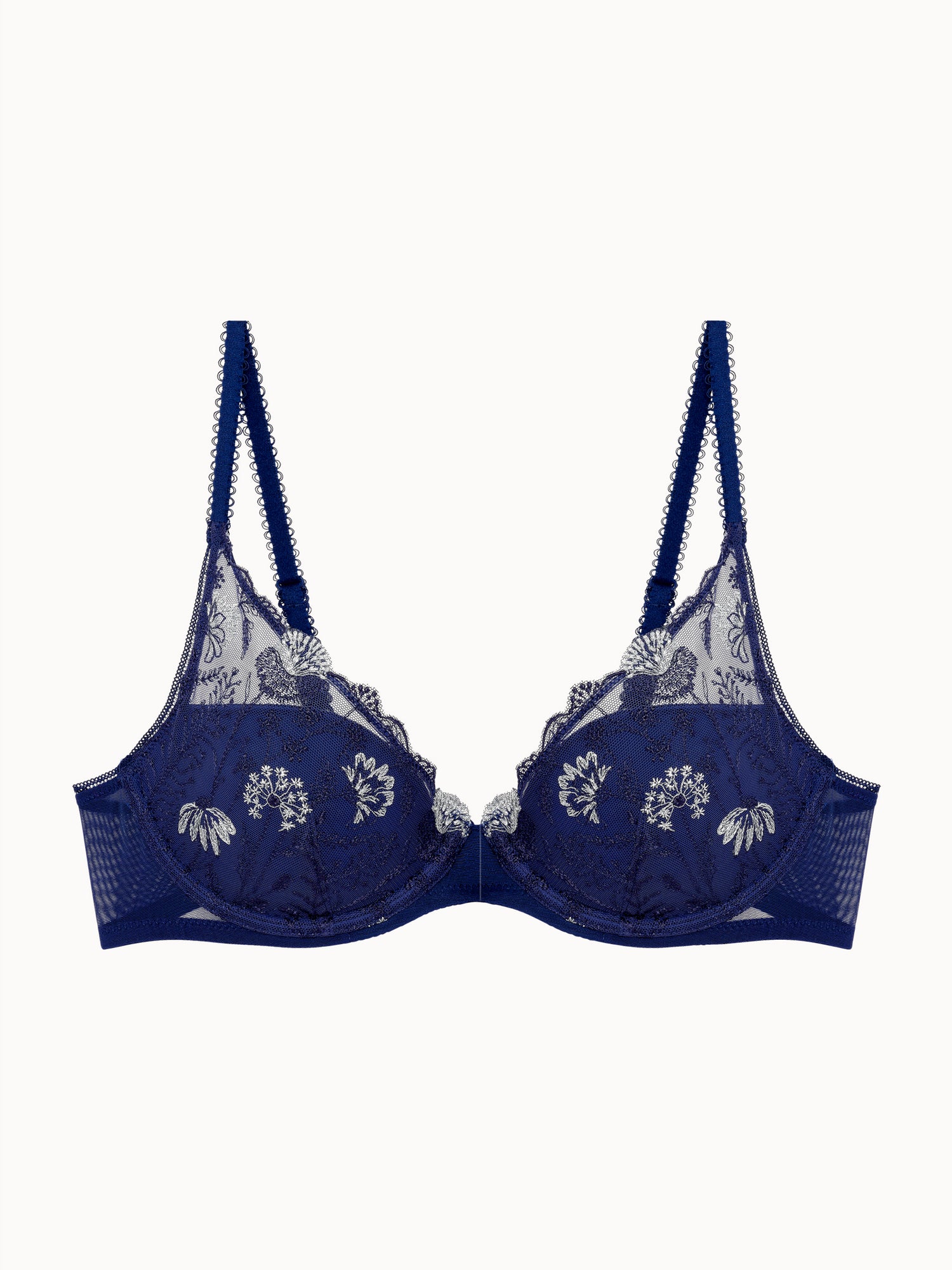 PASSIONATA - Chloe padded plunge bra in eden royal blue